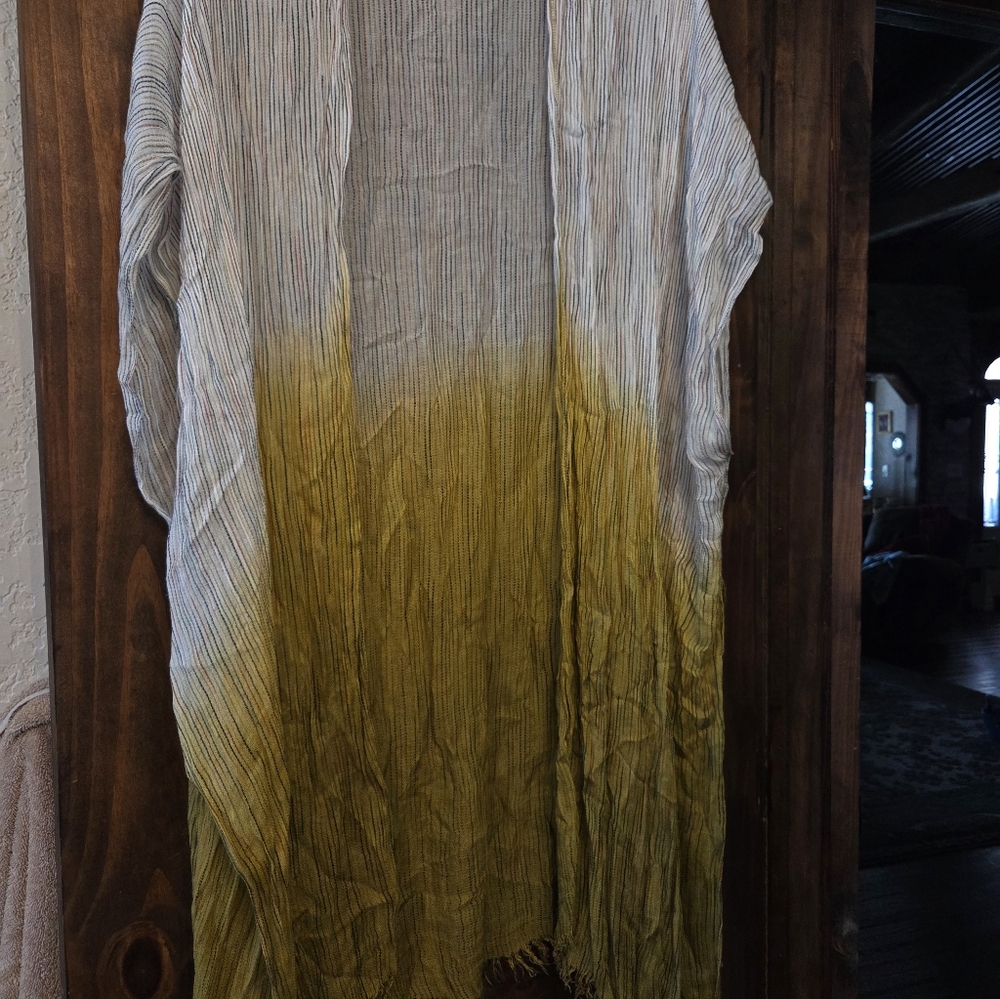 Boho Kimono, From Three Birds Nest, One Size. Mulit Colored, Cream & Mustard.